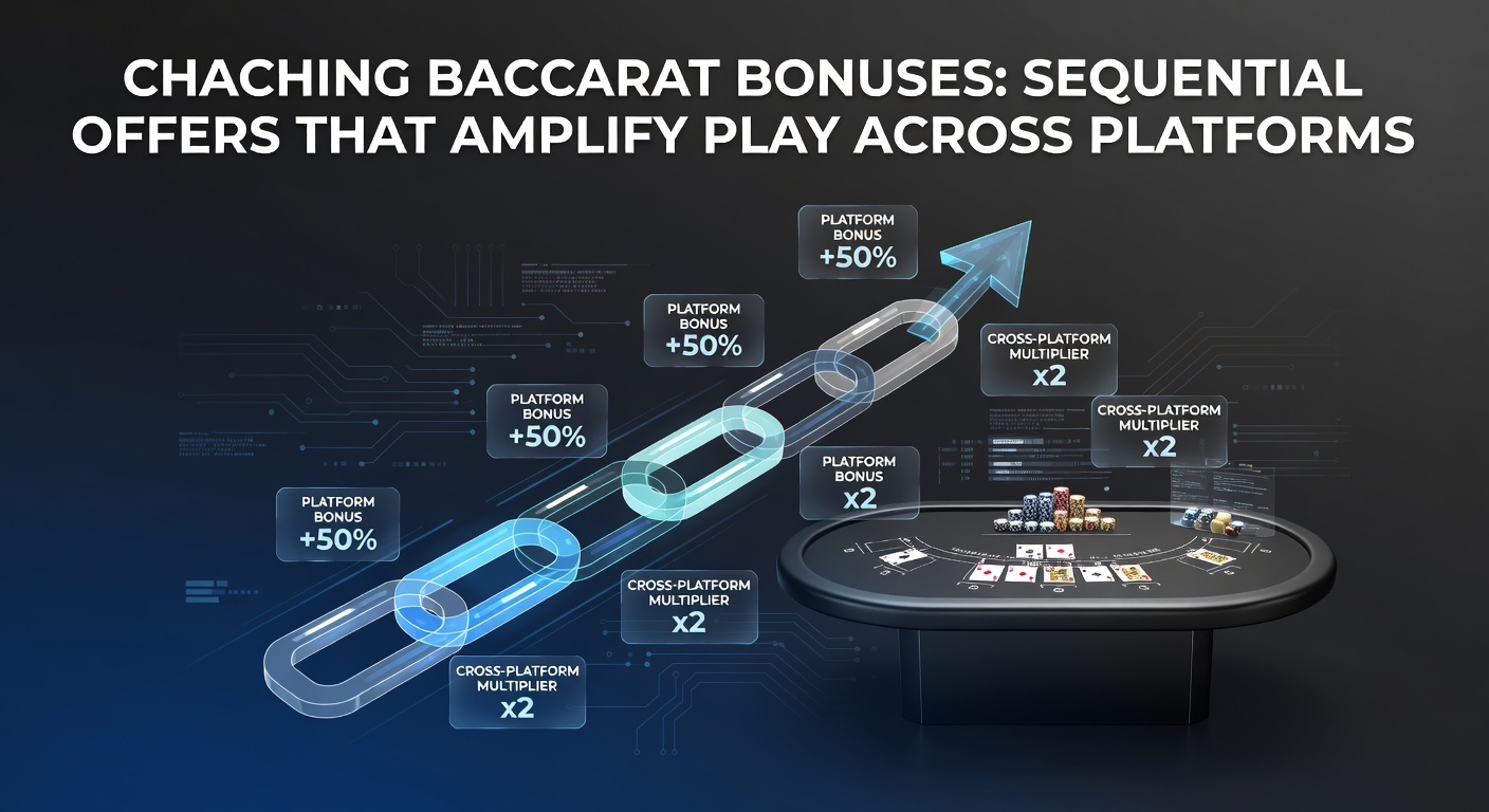 Grafik zeigt verkettete Baccarat-Boni über mehrere Casino-Plattformen mit Pfeilen, die sequenzielle Belohnungen verbinden