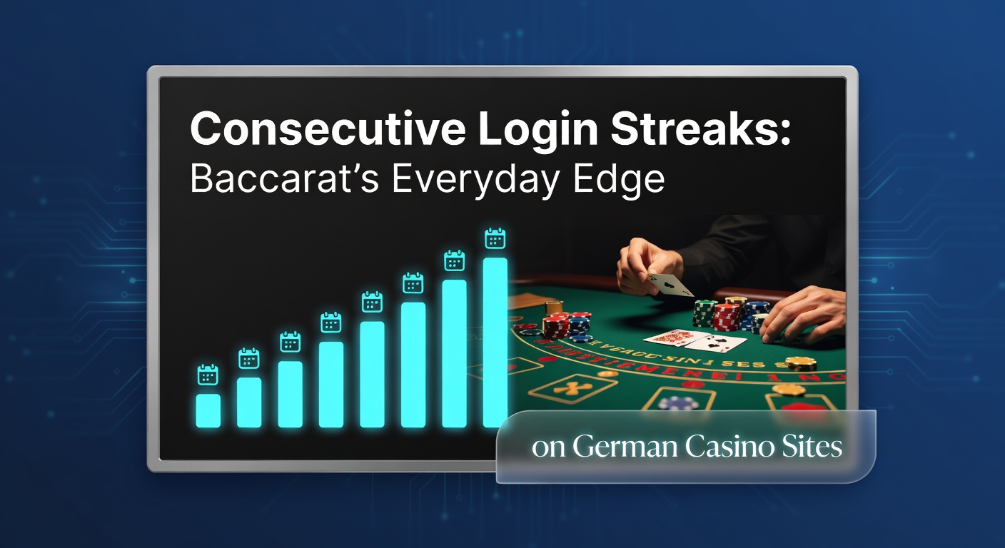 Grafik zeigt einen Kalender mit aufeinanderfolgenden Login-Tagen und aufsteigenden Baccarat-Belohnungen auf einer deutschen Casino-Plattform