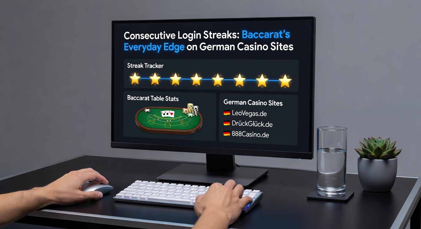Screenshot einer Baccarat-App mit angezeigter 14-tägiger Login-Streak und kumulierten Belohnungen wie Freiwetten und Cash-Prämien