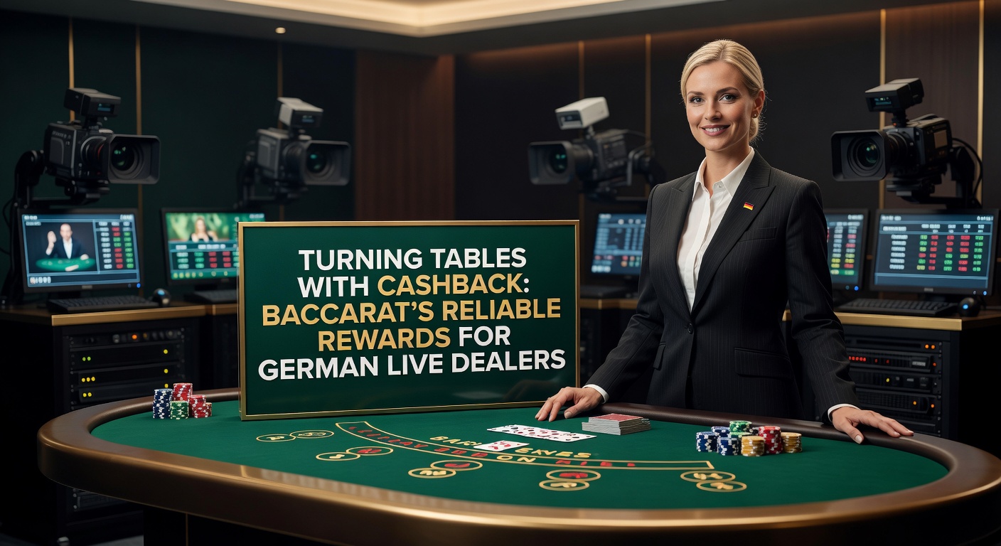 Live Baccarat-Tisch mit deutschem Dealer und Cashback-Symbolen, die Gewinne sichern
